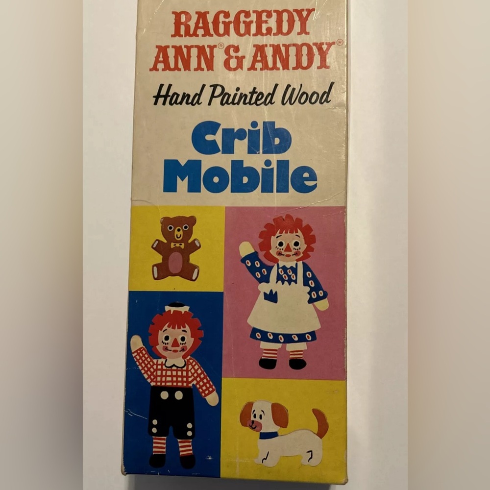 Vintage 1972 Raggedy Ann & Andy Crib  Mobile By Knickerbocker  Hand Painted